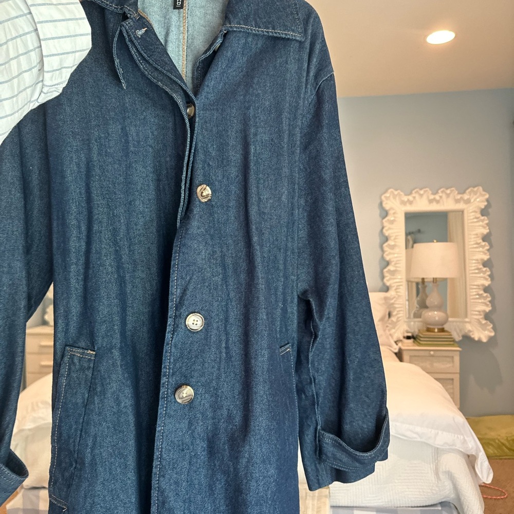 H&M Blue Denim Trench Coat / Jacket - Picture 2 of 4